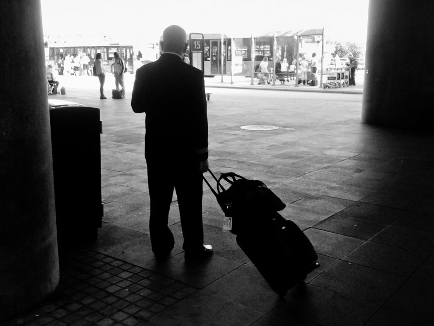 Man with suitcase at Arlanda, Airport, Stockholm, Sweden