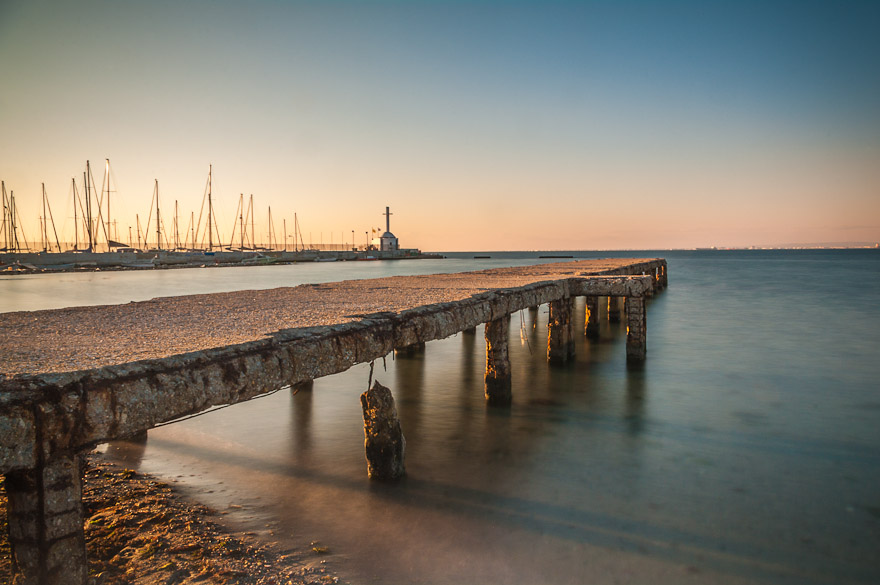 Long exposure of dock in Thessaloniki, Greece