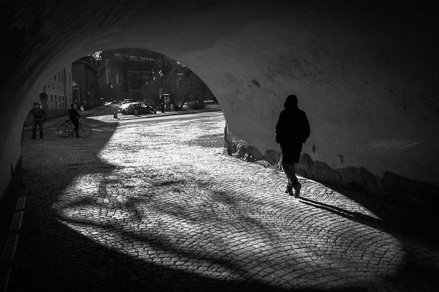 Man walking in Uppsala, Sweden